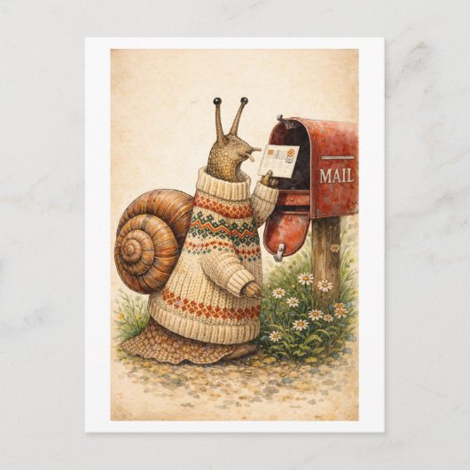 Vintage-Style Snail Mailing Postcard Postkarte (Vorderseite)