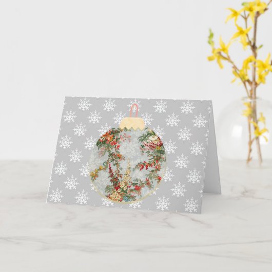 Vintage Style Snowfloral Weihnachtskarte Karte (Gelbe Blume)