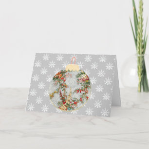 Vintage Style Snowfloral Weihnachtskarte Karte