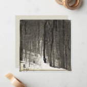 Vintage Style Snowy Forest Mitteilungskarte (Vorderseite/Rückseite Beispiel)
