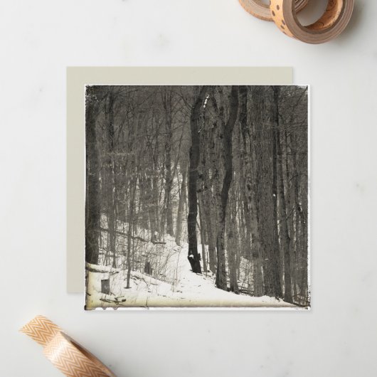 Vintage Style Snowy Forest Mitteilungskarte (Vorderseite/Rückseite Beispiel)