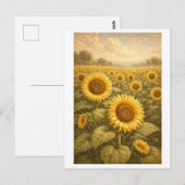 Vintage-Style Sonnenblumenfeld Postkarte (Vorne/Hinten)