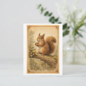 Vintage-Style Squirrel Illustration Postkarte (Stehend Vorderseite)