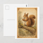 Vintage-Style Squirrel Illustration Postkarte (Vorne/Hinten)