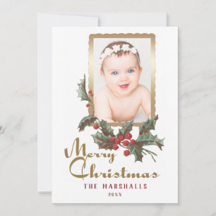 Vintage Style Stechpalme   Frohe Weihnachten   Fot
