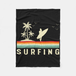 Vintage Style Surfen Surfbrett Surfen Mädchen Stra Fleecedecke