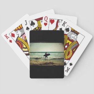 Vintage Style Surfer Silhouette Spielkarten