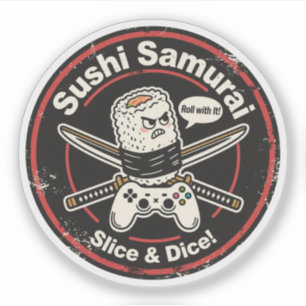 Vintage-Style Sushi-Rolle mit Controller und Katan Aufkleber