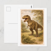 Vintage-Style T. Rex lllustration Postkarte (Vorne/Hinten)