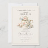 Vintage Style Tea Party Bridal Shower Einladung (Vorderseite)