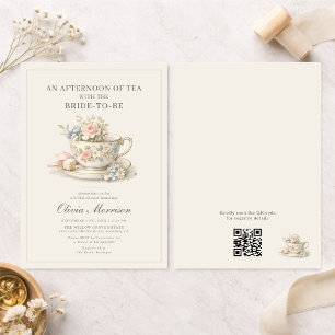 Vintage-Style-Teeparty-QR-Code-Junggesellinnenabsc Einladung