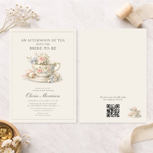 Vintage-Style-Teeparty-QR-Code-Junggesellinnenabsc Einladung