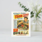Vintage-Style Train Set Advertisement Postkarte (Stehend Vorderseite)