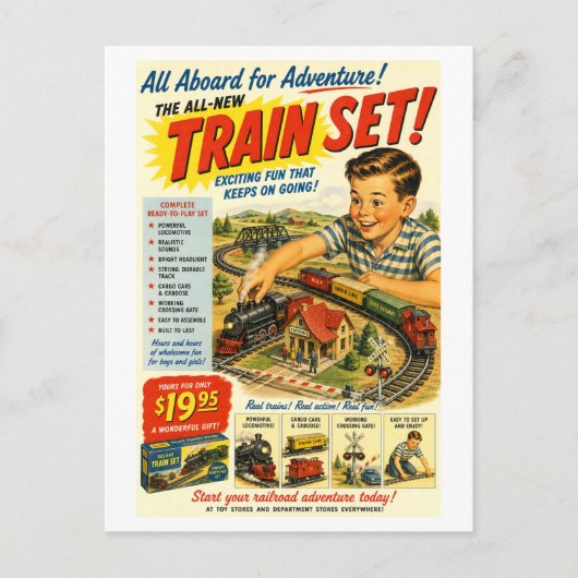 Vintage-Style Train Set Advertisement Postkarte (Vorderseite)