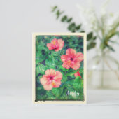 Vintage Style Tropical Hibiskus Blume Postkarte (Stehend Vorderseite)