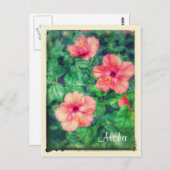Vintage Style Tropical Hibiskus Blume Postkarte (Vorne/Hinten)