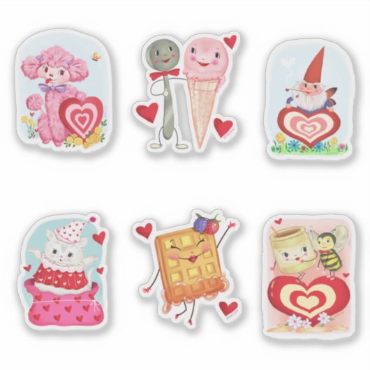 Vintage Style Valentines Sticker Sheet (Vorderseite)