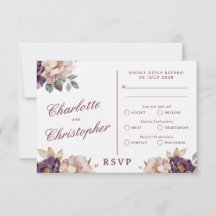 Vintage Style Wedding Elegante RSVP Card, RSVP Car
