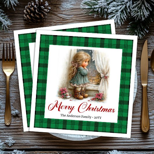 Vintage Style Winterlandschaft Personalisierte Ser Serviette