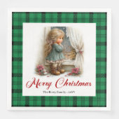 Vintage Style Winterlandschaft Personalisierte Ser Serviette (Vorderseite)