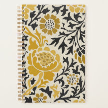 Vintage-style yellow and black floral  pattern