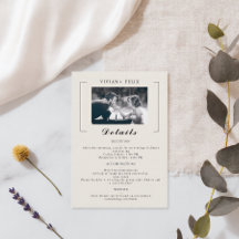 Vintage Stylish Foto Wedding Details Card