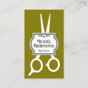 Vintage Stylist Barbier Scheren grün Visitenkarte