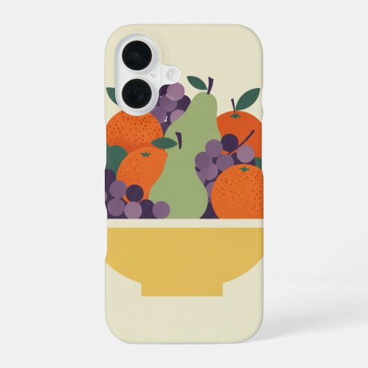 Vintage Stylized Fruit Basket iPhone 16 Hülle (Rückseite)