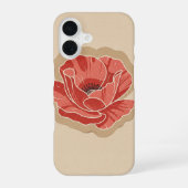 Vintage Stylized Poppy iPhone 16 Hülle (Rückseite)