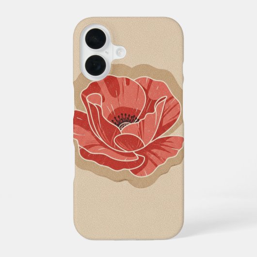 Vintage Stylized Poppy iPhone 16 Hülle (Rückseite)