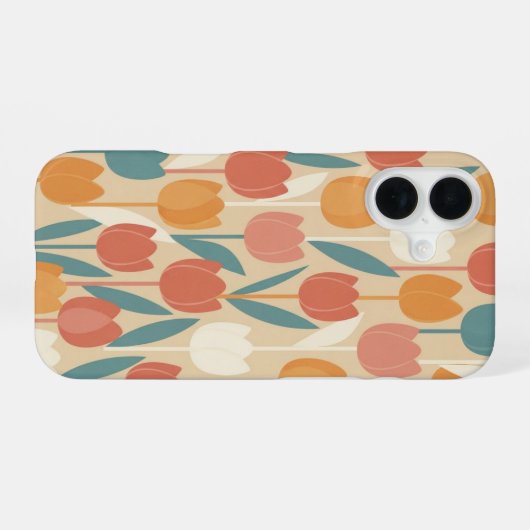 Vintage Stylized Tulips iPhone 16 Hülle (Rückseite (Horizontal))