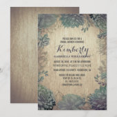 Vintage Succulents Rustikales Brautparty Einladung (Vorne/Hinten)