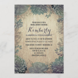 Vintage Succulents Rustikales Brautparty Einladung