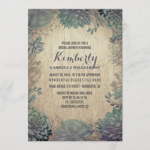 Vintage Succulents Rustikales Brautparty Einladung