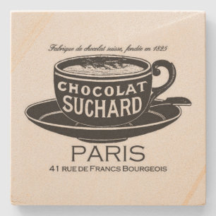 Vintage Suchard Schokoladenwerbung im Quadrat Steinuntersetzer