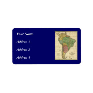 Vintage Südamerika-Karte 1826 durch Anthony Finle Adressaufkleber