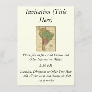 Vintage Südamerika-Karte 1826 durch Anthony Finley Einladung