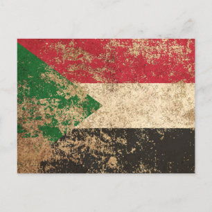 Vintage sudanesische Flagge mit rauer Lebenszeit Postkarte