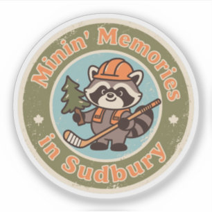 Vintage Sudbury Ontario Waschbär Aufkleber