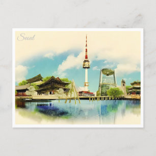 Vintage Südkorea Seoul berühmtes ikonisches Wahrze Postkarte