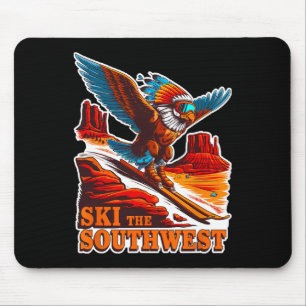 Vintage-Südwest-Ski-Abenteuer-Themen-Skifahrer Ea Mousepad