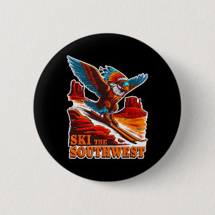 Vintage-Südwest-Skiabenteuer-Themen-Skifahrer Ea Button