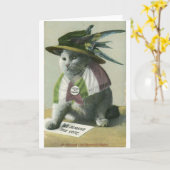 Vintage Suffragette Cat, Karte (Gelbe Blume)