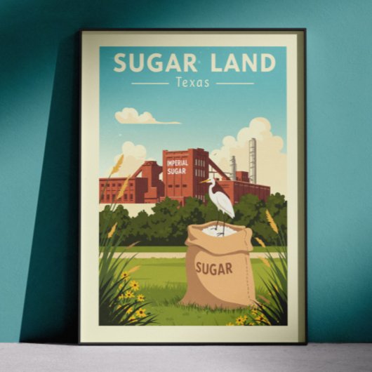 Vintage Sugar Land Texas Poster