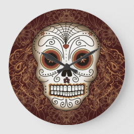 Vintage Sugar Skull Wall Clock Große Wanduhr