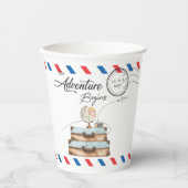Vintage Suitcase Baby Shower Boy Adventure Postal Pappbecher (Vorderseite)