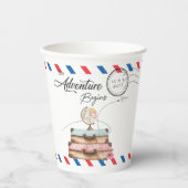 Vintage Suitcase Baby Shower Girl Adventure Postal Pappbecher (Vorderseite)