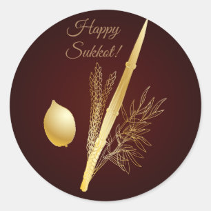 Vintage-Sukkot-Fest jüdische Feiertage Lulav Etrog Runder Aufkleber