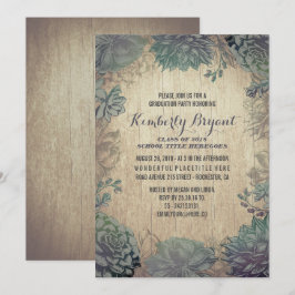 Vintage Sukkulente Rustikale Holzschwerkraft Einladung