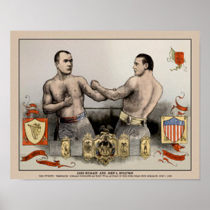 Vintage Sullivan vs. Kilrain illustrierte Cover Po Poster